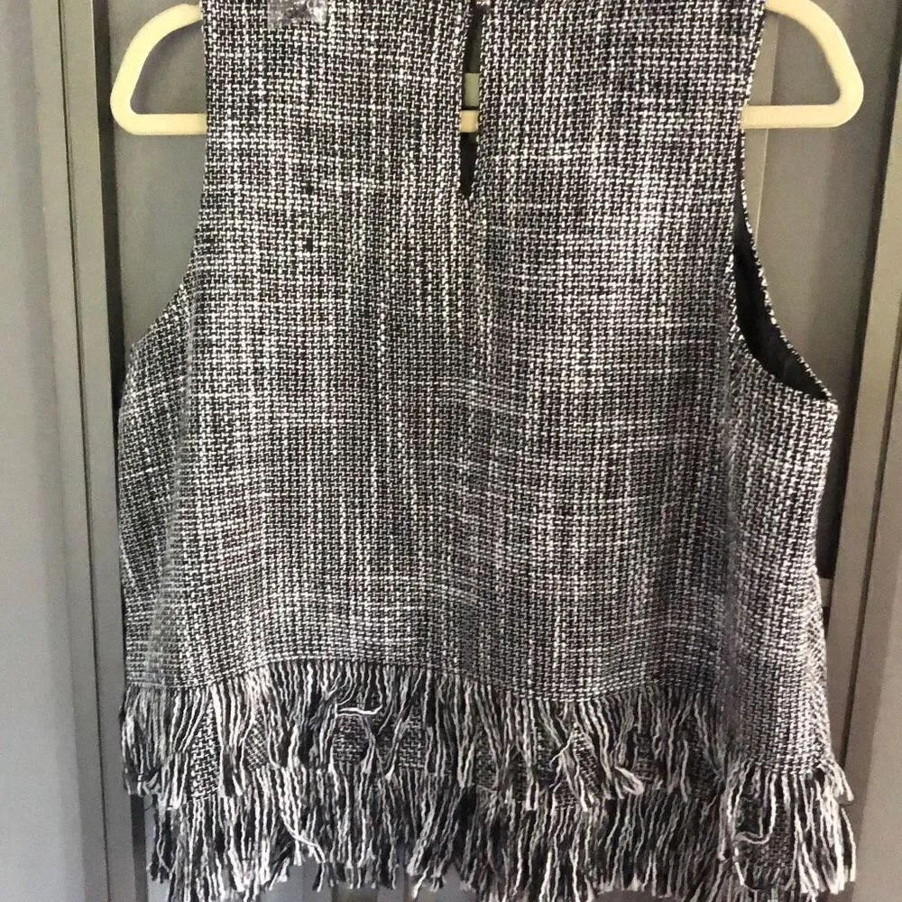 NWT Mud Pie Tweed sleeveless top with fringe size L￼ - Picture 5 of 5